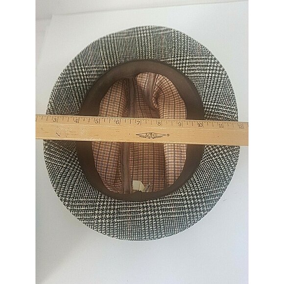 Vintage Hat Wool 100% Made in Great Britain 71/4 59 No brand Tag Men's Plaid - Picture 7 of 12